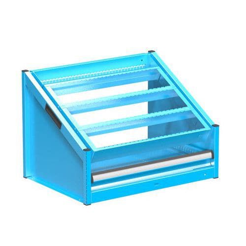 NC stolní stojan 36x27D s vybavením, varianta 1, modrá