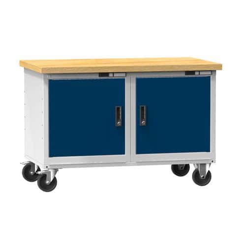 Mobilní dílenský stůl PPS-4, 1200 x 700 x 810 mm, BUK, šedá-tmavě modrá