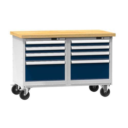 Mobilní dílenský stůl PPS-6M, 1200 x 700 x 810 mm, MULTIPLEX, šedá-tmavě modrá