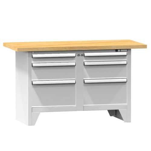 Modulární dílenský stůl PS1-1, 1500 x 700 x 880 mm, BUK, šedá-šedá