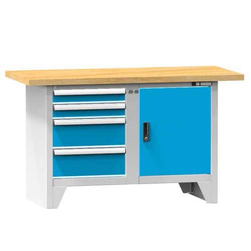Modulární dílenský stůl PS1-2M, 1500 x 700 x 880 mm, MULTIPLEX, šedá-modrá
