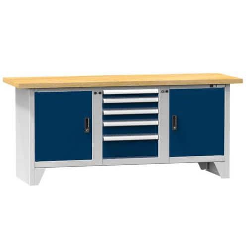 Modulární dílenský stůl PS2-2M, 2000 x 700 x 880 mm, MULTIPLEX, šedá-tmavě modrá