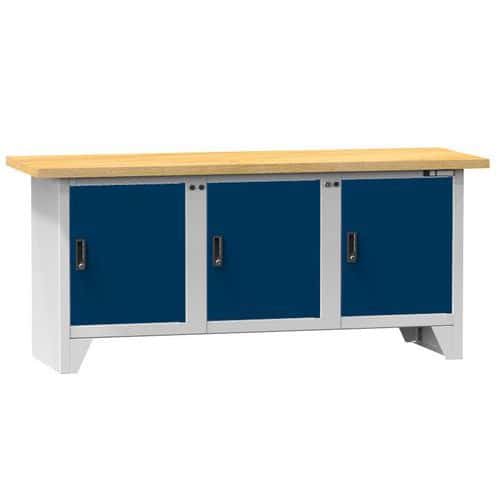 Modulární dílenský stůl PS2-5, 2000 x 700 x 880 mm, BUK, šedá-tmavě modrá