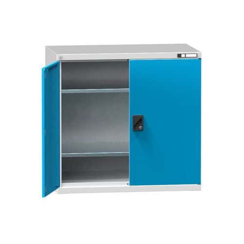 Kovová dílenská skříň na nářadí SK1, 1000 x 1044 x 625 mm, 2 police, šedá/modrá