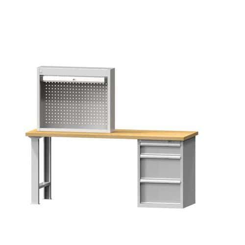 Skříň s roletou na pracovní desku, 930 x 220 x 1084 mm, šedá