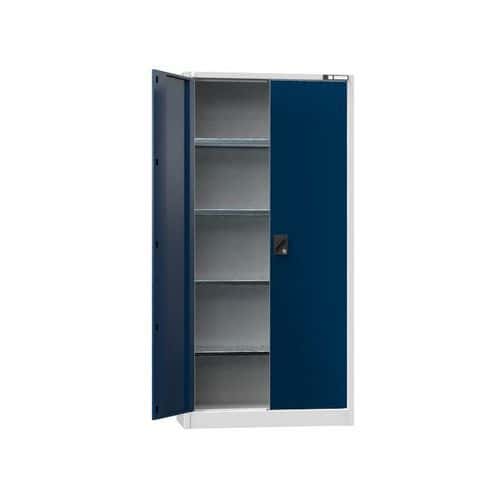 Univerzální kovová skříň UK1, 1950 x 950 x 400 mm, 4 police, šedá/tmavě modrá