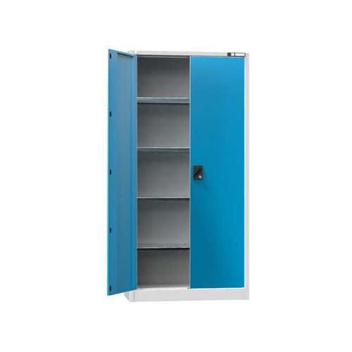 Univerzální kovová skříň UK1, 1950 x 950 x 400 mm, 4 police, šedá/modrá