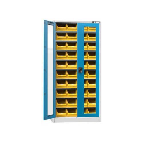 Skříň s boxy UK1-B11S, 950 x 400 x 1950 mm, šedá-modrá