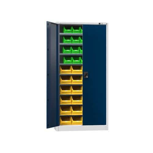 Skříň s boxy UK1-B21, 950 x 400 x 1950 mm, šedá-tmavě modrá