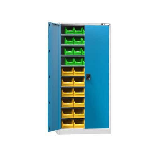 Skříň s boxy UK1-B21, 950 x 400 x 1950 mm, šedá-modrá