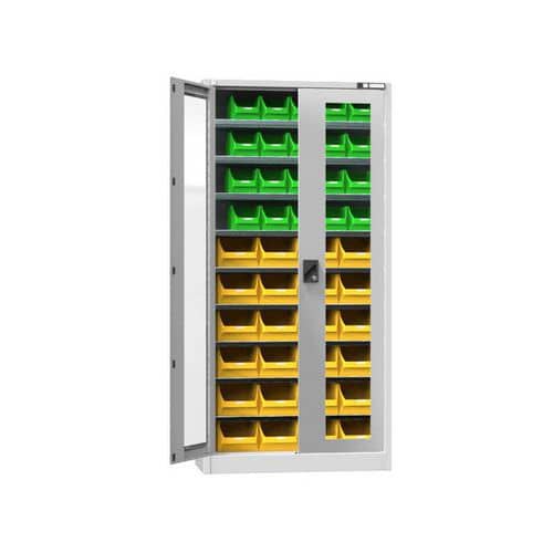 Skříň s boxy UK1-B21S, 950 x 400 x 1950 mm, šedá-šedá