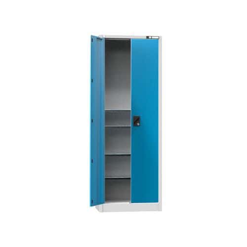 Univerzální kovová skříň UK2, 1950 x 700 x 400 mm, 4 police, šedá/modrá