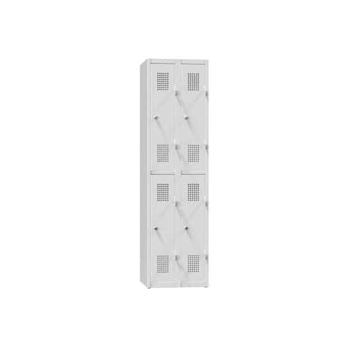 Kovová šatní skříň 4-box na soklu, půlená, 500 x 500 x 1850 mm, šedá-šedá