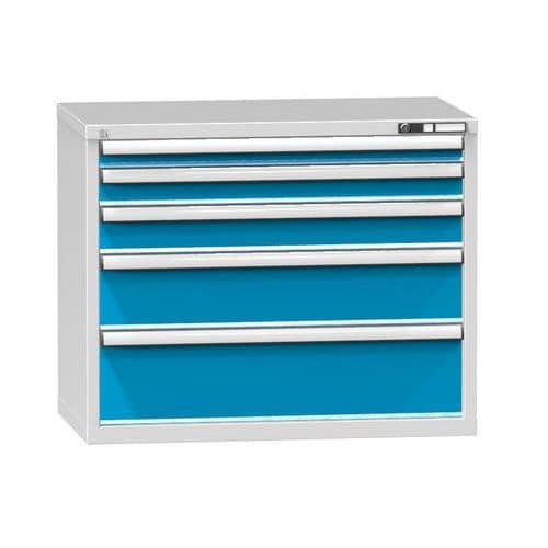 Zásuvková skříň ZC5, 1037 x 600 x 840 mm, šedá-modrá
