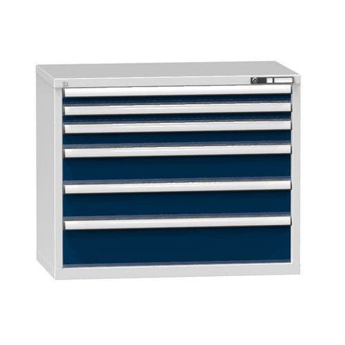 Dílenská zásuvková skříň ZC, 850 x 1037 x 600 mm, 6 zásuvek, šedá/tmavě modrá