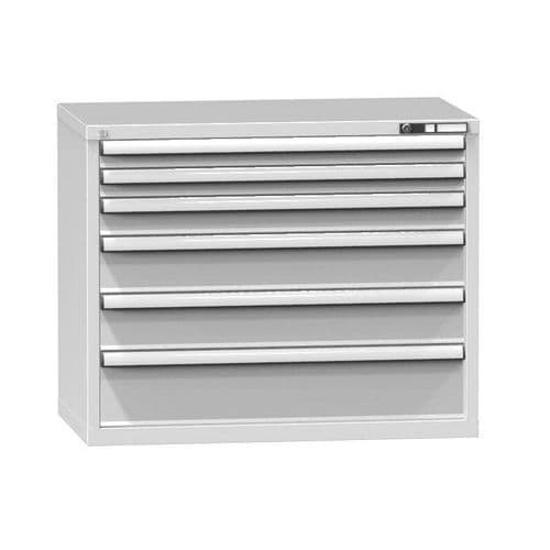 Dílenská zásuvková skříň ZC, 850 x 1037 x 600 mm, 6 zásuvek, šedá/šedá