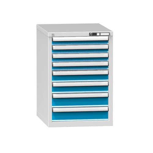 Zásuvková skříň ZE8, 578 x 753 x 840 mm, šedá-modrá