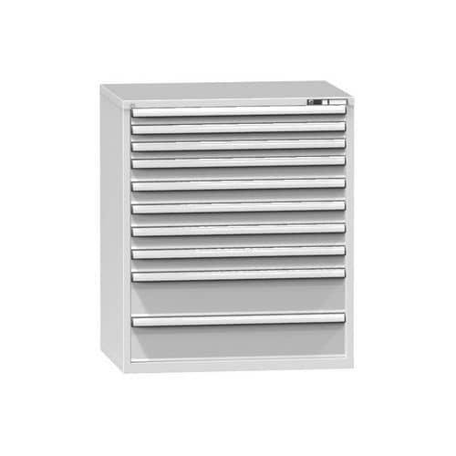 Dílenská zásuvková skříň ZG, 10 zásuvek, 1215 x 1037 x 753 mm, šedá/šedá