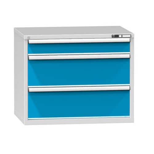 Dílenská zásuvková skříň ZG, 3 zásuvky, 840 x 1037 x 753 mm, šedá/modrá