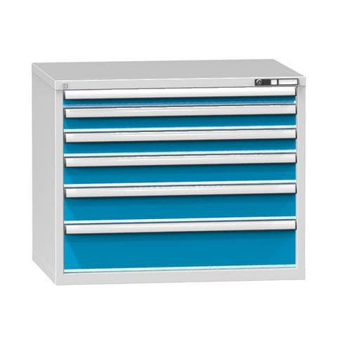 Zásuvková skříň ZG4, 1037 x 753 x 840 mm, šedá-modrá