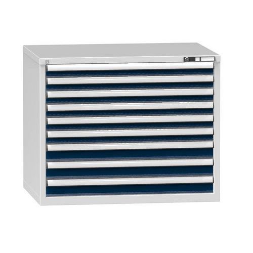 Dílenská zásuvková skříň ZG, 9 zásuvek, 840 x 1037 x 753 mm, šedá/tmavě modrá