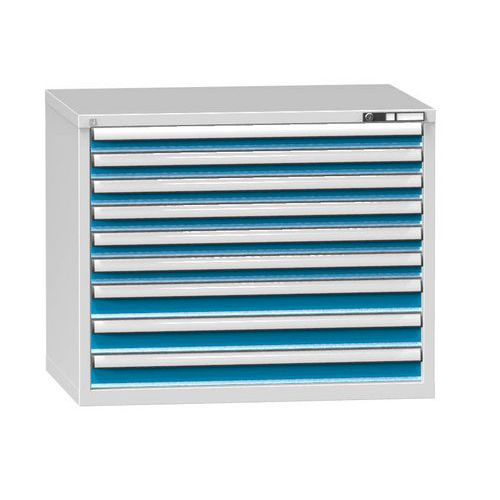 Dílenská zásuvková skříň ZG, 9 zásuvek, 840 x 1037 x 753 mm, šedá/modrá