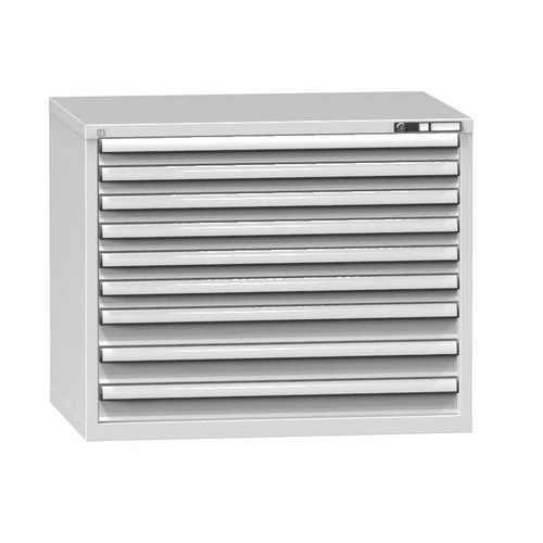 Dílenská zásuvková skříň ZG, 9 zásuvek, 840 x 1037 x 753 mm, šedá/šedá