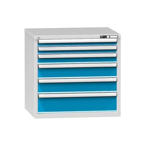 Zásuvková skříň ZK6, 884 x 753 x 840 mm, šedá-modrá