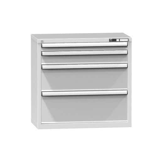 Dílenská zásuvková skříň ZR, 4 zásuvky, 840 x 884 x 464 mm, šedá/šedá