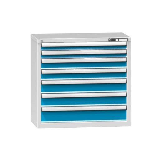 Dílenská zásuvková skříň ZR, 7 zásuvek, 840 x 884 x 464 mm, šedá/modrá