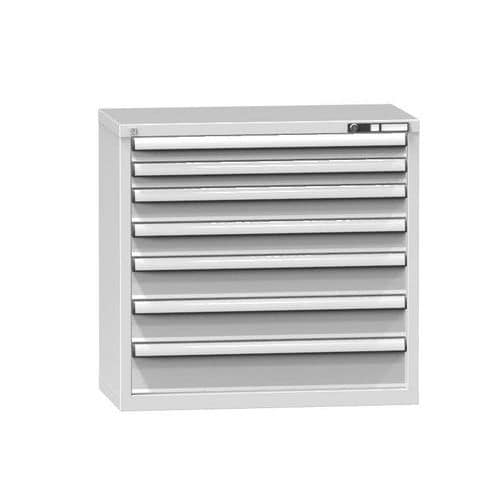 Dílenská zásuvková skříň ZR, 7 zásuvek, 840 x 884 x 464 mm, šedá/šedá