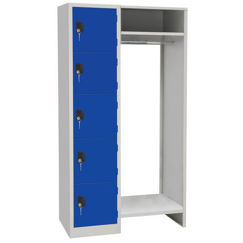 Kovová šatní sestava Manutan Expert Ethan, 5 boxů, modrá