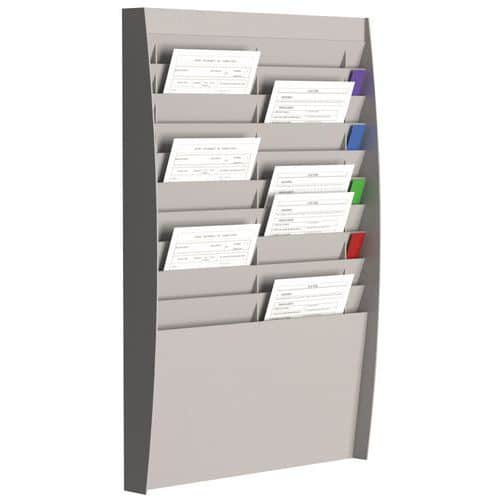 Závěsný držák na prospekty Paperflow, šedý, 20 přihrádek