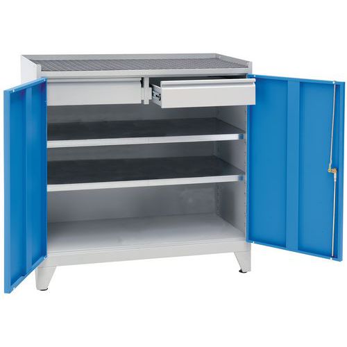 Dílenská skříň na nářadí Manutan Expert, 102 x 100 x 50 cm, šedá/šedá