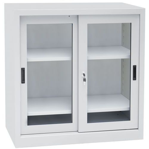 Kovová dílenská skříň Manutan Expert, 100 x 100 x 65 cm, šedá/šedá