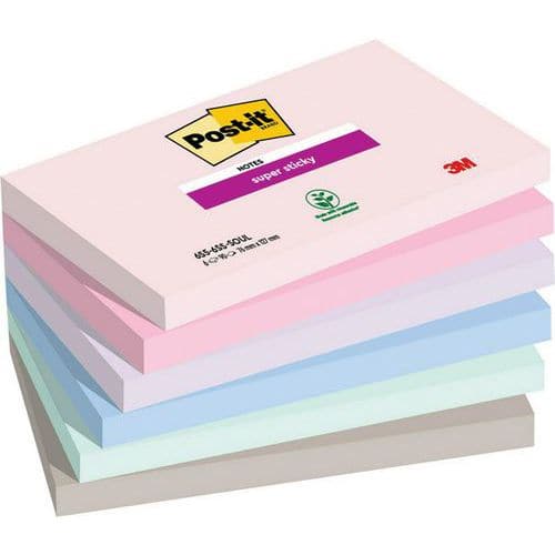 Bloček samolepicí Post-it Super Sticky, 127 x 76 mm, 6 x 90 ks