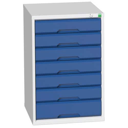 Dílenská zásuvková skříň Bott Verso, 80 x 52,5 x 55 cm, 7 zásuvek, šedá-modrá