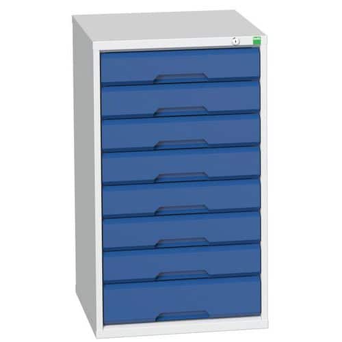 Dílenská zásuvková skříň Bott Verso, 90 x 52,5 x 55 cm, 8 zásuvek, šedá-modrá