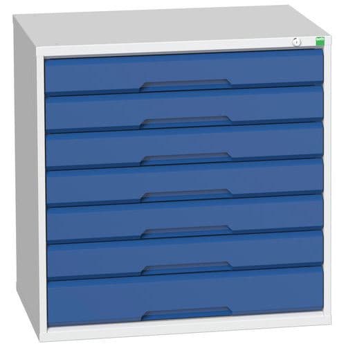 Dílenská zásuvková skříň Bott Verso, 80 x 80 x 55 cm, 7 zásuvek, šedá-modrá