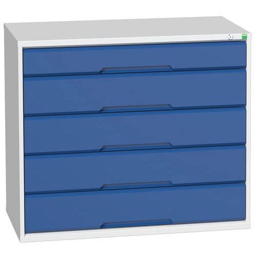 Dílenská zásuvková skříň Bott Verso, 90 x 105 x 55 cm, 5 zásuvek, šedá-modrá