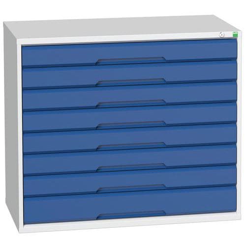Dílenská zásuvková skříň Bott Verso, 90 x 105 x 55 cm, 8 zásuvek, šedá-modrá