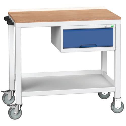 Mobilní dílenský stůl Bott Verso Weld, 93 x 100 x 60 cm, 1 zásuvka, multiplex, šedá-modrá