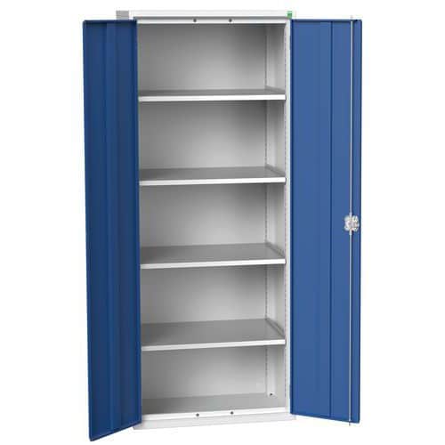Dílenská skříň policová Bott Verso, 200 x 80 x 55 cm, 4 police, šedá-modrá