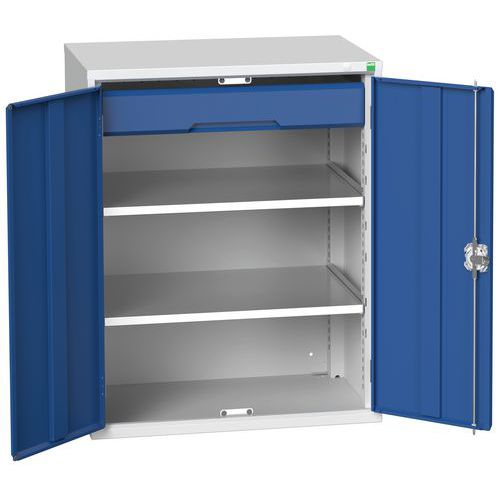 Dílenská skříň se zásuvkami Bott Verso, 100 x 80 x 55 cm, 2 police, 1 zásuvka, šedá-modrá
