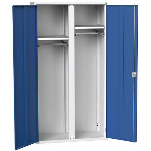 Kovová skříň pro údržbu Bott Verso, 200 x 105 x 55 cm, 2 police, šedá-modrá