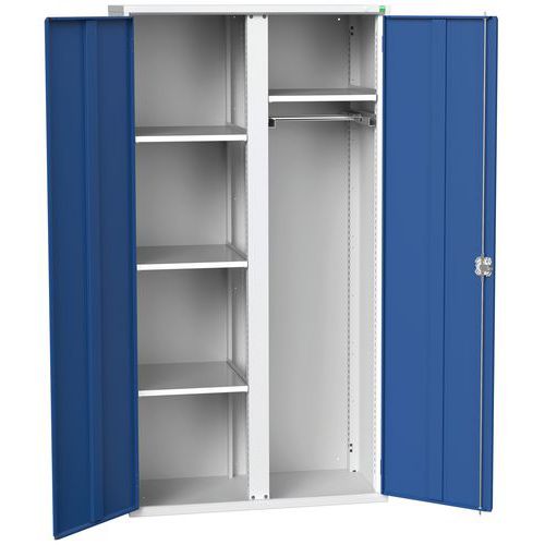 Kovová skříň pro údržbu Bott Verso, 200 x 105 x 55 cm, 4 police, šedá-modrá