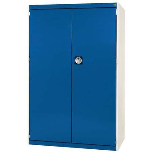 Dílenská skříň Bott Cubio, 160 x 105 x 52,5 cm, perfo dveře, šedá-modrá