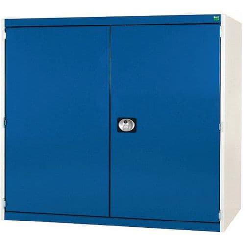 Dílenská skříň Bott Cubio 160, 120 x 130 x 52,5 cm, perfo dveře, šedá-modrá