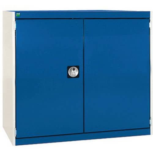 Dílenská skříň Bott Cubio, 90 x 105 x 65 cm, perfo dveře, šedá-modrá