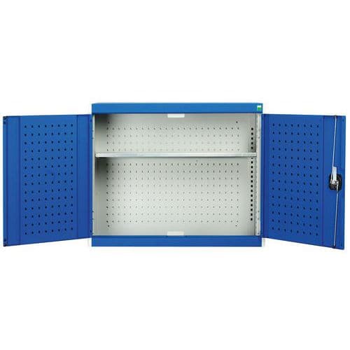 Závěsné skříňky Bott Cubio s perfopanely, 1 police, 70 x 80 x 32,5 cm, šedá-modrá